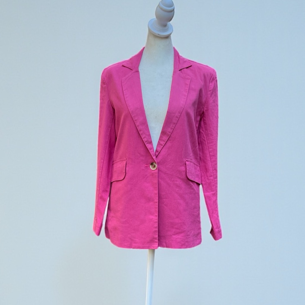 Anthropologie Melissa Nepton “Elliatt” Linen Blazer In Pink Size Xs Nwt